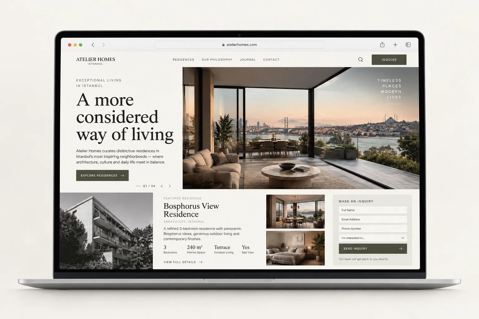 Atelier Homes website design