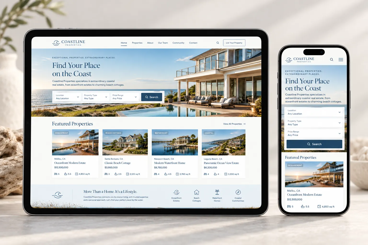 Coastline Properties website design