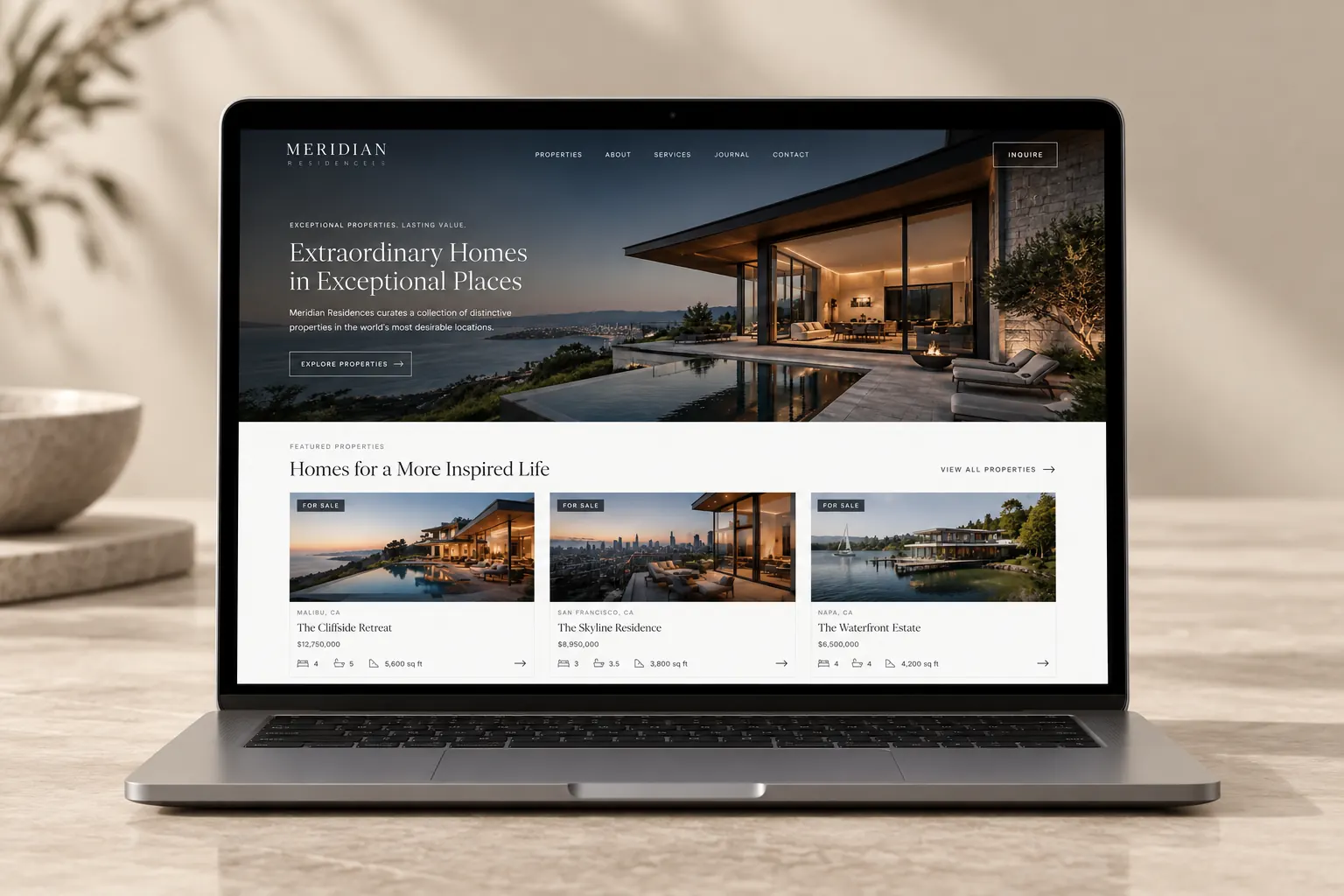Meridian Residences website design