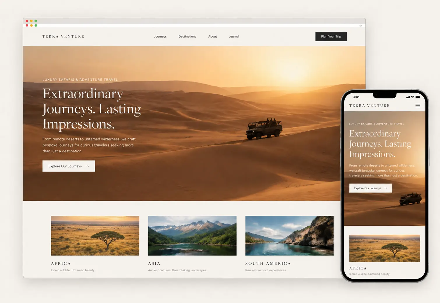 Nomad Journeys website design